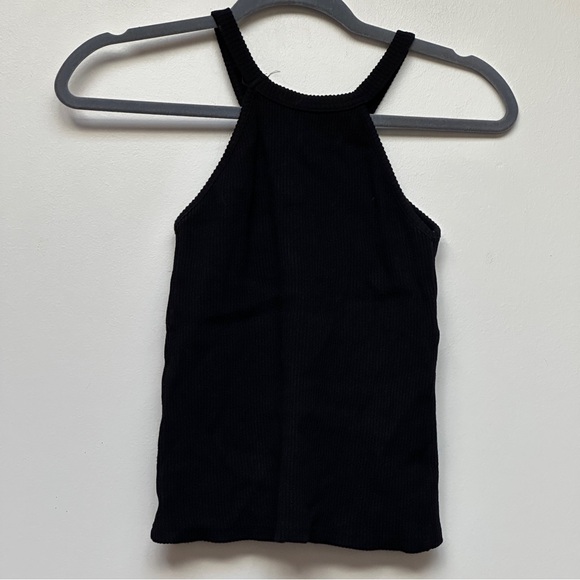 Murmuring Ribbed Halter Tank Top Set Black Taupe Built-In Bra Cami Size F - Picture 4 of 11